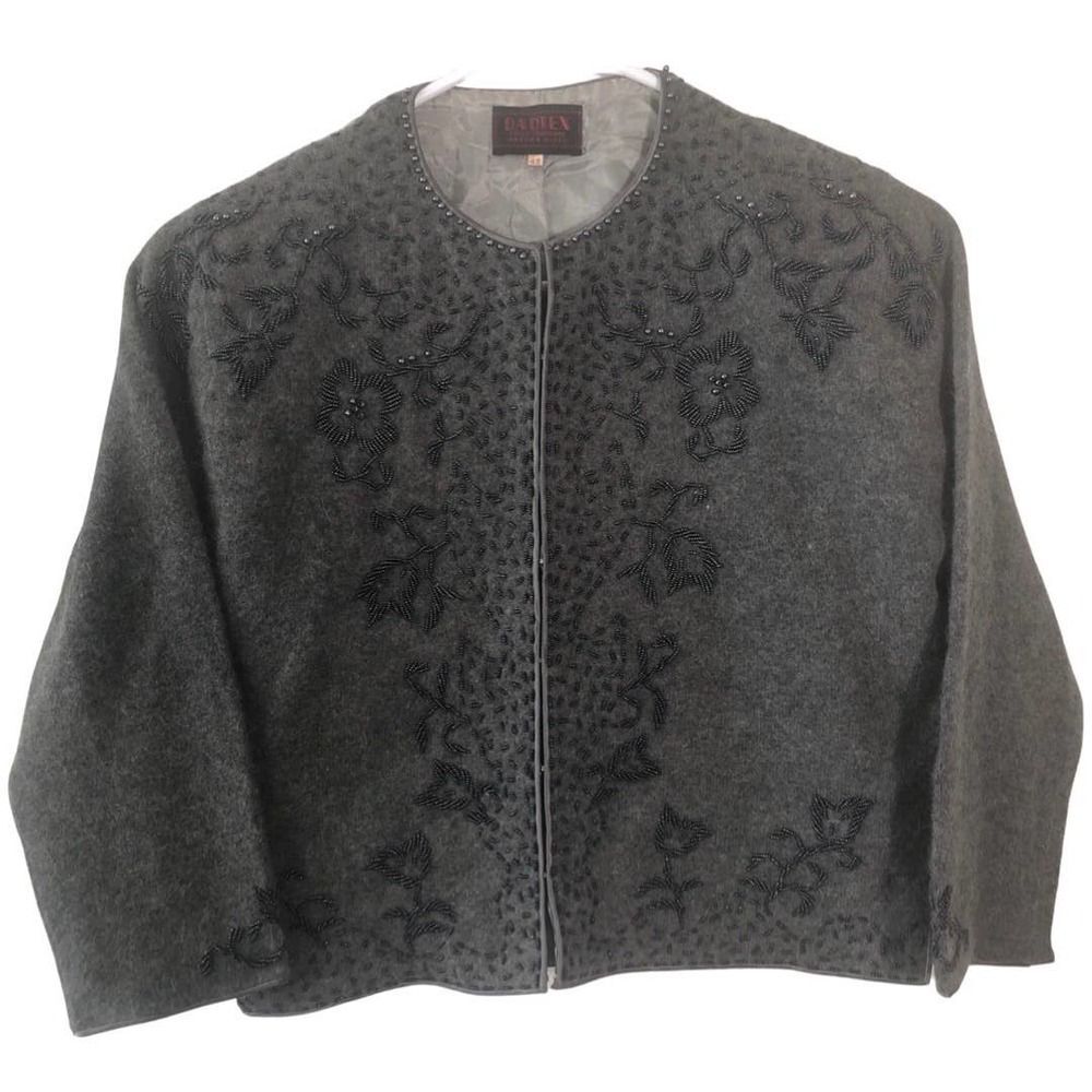 Vintage Women’s Cardigan Angora Medium Mixed Lined Embellished Long sleeve